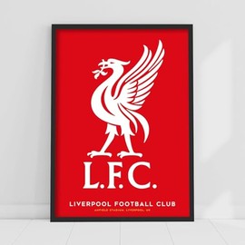 Themed Liverpool FC Print - Liver Bird Red Background Poster LFC Football Art (21cm x 29.7cm - A4)