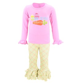 Unique Baby Eggstra Adorable traje de Pascua con volantes para niñas, Amarillo Plaid, 2 Años