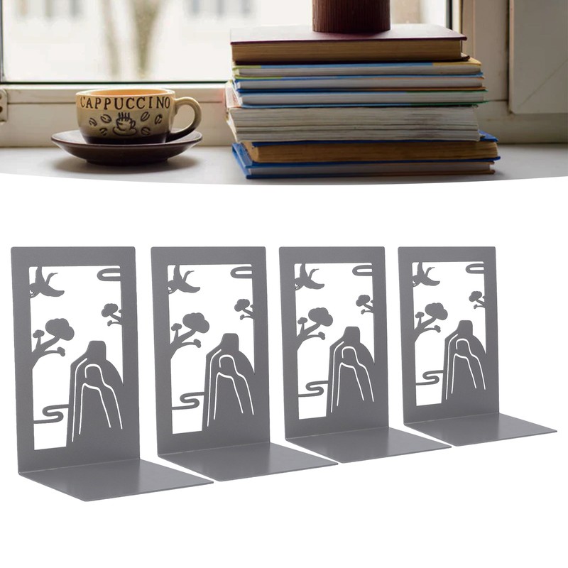 4 Pcs Metal Bookends Anti Slip Exquisite Beautiful Unique Design