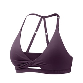 YEOREO Sports Bras for Women Micaela Open Back Workout Gym Bra Padded Medium Impact Yoga Tops with Ajustable Back Straps Black Purple XL