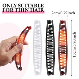 THJOPOKEEL 6 pieces banana clip comb Banana comb grip comb Fishtail Fishhair Ladies Fish-shaped Ponytail Banana Clip Girls Long Ladies Clip Accessories (brown, white, black)