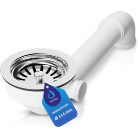 Aquade Sieve Basket Valve 114 mm – Strainer Basket Sink – Siphon Sink Set for Kitchen – Sink Drain – Model: Raumschaffer