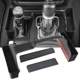 YOCTM Gear Storage Box for Jeep Wrangler JL Rubicon Sport Sahara Gladiator JT 4XE 2018 2019 2020 2021 2022 2023 2024 Console Custom Storage Box Organizer Trinket Car Accessories with Non-slip Mat