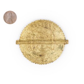 TheBeadChest Traditional Brass Sun Baule Bead Pendant (75x65mm): African Tribal Metal Pendant for DIY Jewelry and Necklace