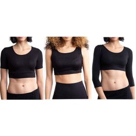 HALFTEE 3-Piece Starter Pack - Tank 1/2 & 3/4 Sleeve | Crop Top Demi Cami | B-L Black