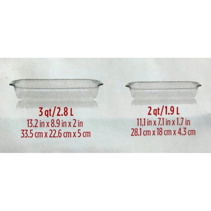Pyrex Basics 3Qt, 2Qt Glass Oblong Baking Dish Clear Bakeware