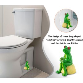 Set Of 2 Frog Toilet Bolt Caps Cute Toilet Bolt Covers Green Toilet Screw Cover Caps Resin Toilet Caps For Bottom Of Toilet Adorable Bathroom Decor - Easy To Install