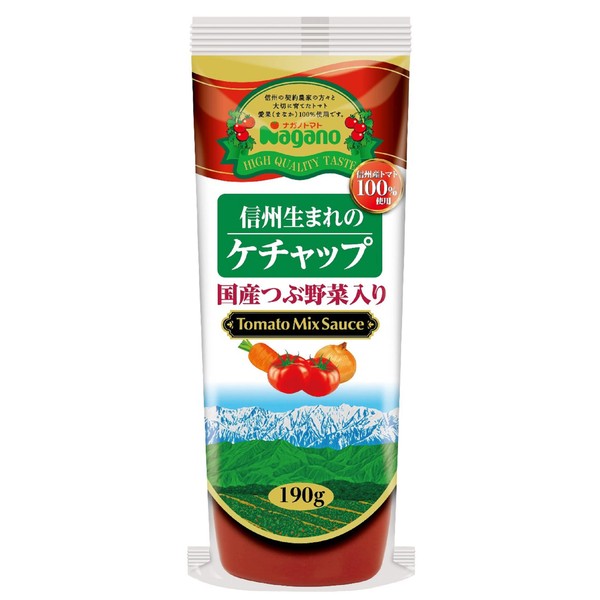 Nagano Tomato Ketchup Born in Shinshu with Crushed Vegetables, 6.7 oz (190 g) x 3 Packs