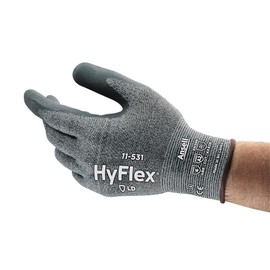 Hyflex Ansell 11-531 Cut Protection Work Gloves, Mechanic Protection, Grip and Comfort Technology, Industrial and Mechanic Gloves, Washable, Black, Size L (12 Pairs)