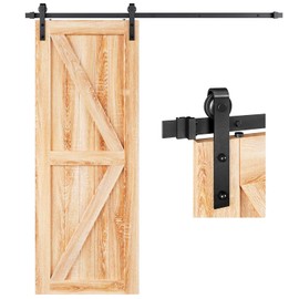 EaseLife 5.5 FT Heavy Duty Sliding Barn Door Hardware Track Kit,Basic J Pulley,Slide Smoothly Quietly,Easy Install (5.5FT Track Kit for 30"~33" Wide Single Door)
