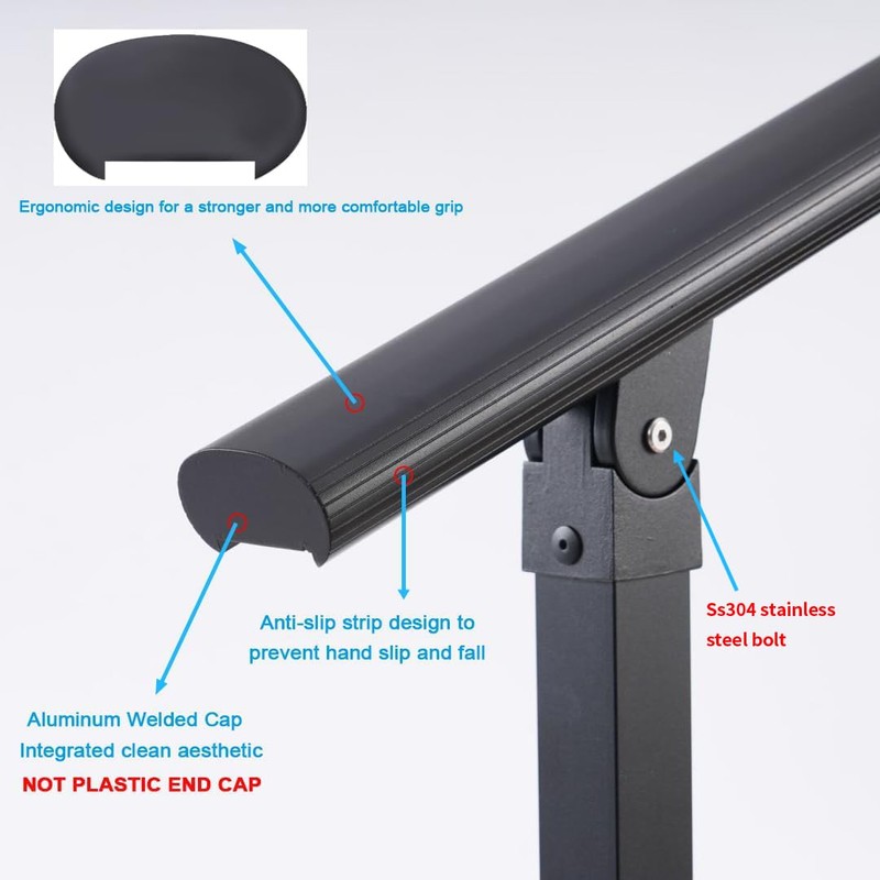 PICESA 1 Step Handrail for Outdoor Steps, Premium Aluminum Alloy