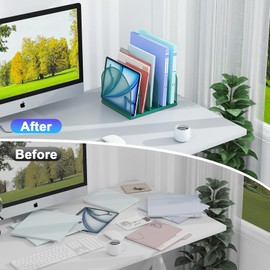 gianotter Desktop File Organizer, Desk Organizer with 5 Compartments, Paper Organizer for Desk, Workspace Organizers for Office Supplies (Green)