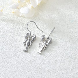 Sterling Silver Lobster Earrings Dangle Created Blue Opal Earrings Jewelry Gifts for Women Girls, Sterling Silver, No Gemstone
