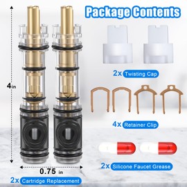 Enhon 2 Pack Dual Seal Cartridge Replacement Compatible with Moen 1225 1225B, One Handle Lavatory and Bathroom Faucet Cartridge Fits Single Handle Faucet/Showers, Brass