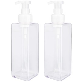 UUJOLY Foaming Soap Dispenser 1L (33.8oz) Refillable Plastic Pump Bottle for Liquid Soap, Shampoo, Body Wash (2 Pcs) (Clear)