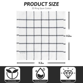 Nialnant 8 Pack Kitchen Dish Rags,100% Cotton Dish Cloths for Washing Dishes,Quick Drying Kitchen Towels,12x12 Inches,Black Plaid