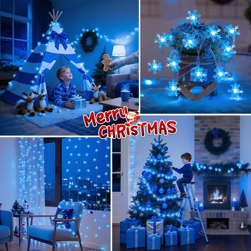 Lakumu Snowflake String Lights, 20FT 40 LED Christmas Decorations Lights