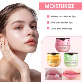 Asheyya 3 PCS Honey Lip Balm, Honeybalm Uk Lips with Stick for Moisturizing Prevent Dry Cracked Lip (Honey+Strawberry+Apple Lime)