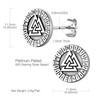 Suplight 925 Sterling Silver Valknut Viking Rune Stud Earrings Flat