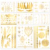 HOWAF 9 Sheets Gold Tattoos Temporary Metallic Tattoos, Gold Temporary