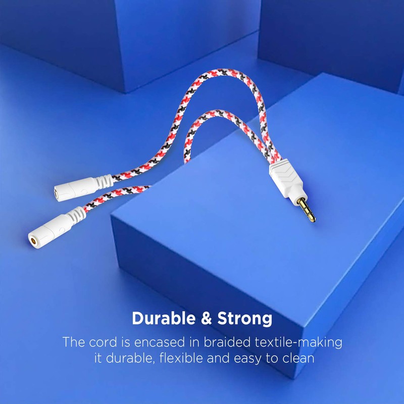 DUKABEL Headphone Splitter, 3.5mm Splitter Cable for Headset [Fine Braided