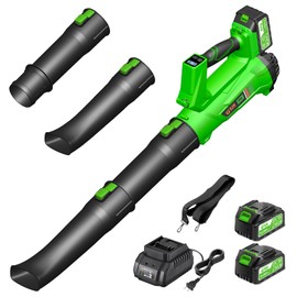 Cordless Leaf Blower with Battery and Charger, 540 CFM/170 MPH Leaf Blower Cordless, 2 X 6.0Ah Electric Lawn Blower, Lightweight Battery Powered Leaf Blowers for Patio Lawn Care Outdoor Cleaning