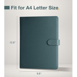 Clipboard Folder Padfolio Clipboard, Mymazn Writing Portfolio Faux Leather Clipboard with Cover for Legal Pad Holder Letter Size A4 8.5 x 11 for Business Conference Notepad Clip Board (Gray Green)