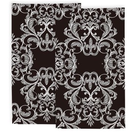 SLHFDKL Soft Absorbent Hand Towel for Bathroom, Vintage Damask Print, 14"x28" Set of 2 Guest Fingertip Towels for Bathroom, Home, Gym, and Sports Decor, Black White Floral Bath Hand Towel