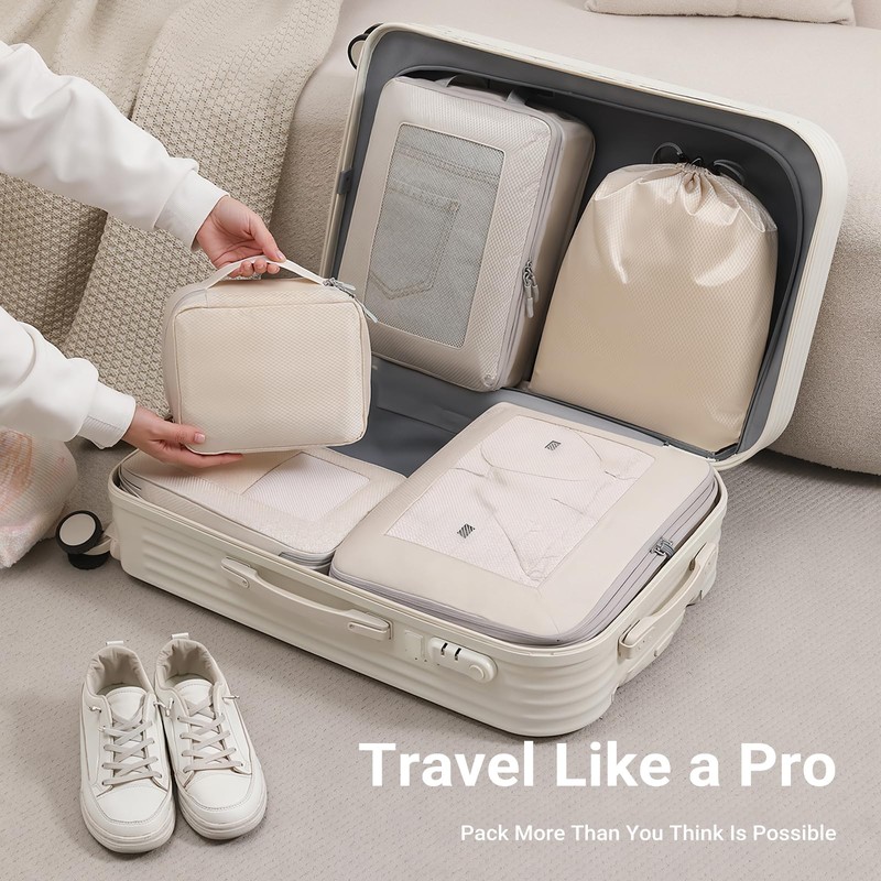 4 Set Lightweight Compression Packing Cubes Travel Organizer for Carry-On