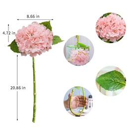 WenXin 4-Packet Pink Hydrangea Artificial Flowers in Vase Faux Hydrangea Flowers Real Touch Home Bathroom Office Kitchen Dining Room Arrangements End Table Centerpiece Shelf Decorations