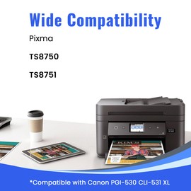 Cartridgeify PGI-530 CLI-531 XXL Printer Cartridges Compatible with Canon PGI-530XXL CLI-531XXL Cartridges (1x Black, 1x Cyan, 1x Magenta, 1x Yellow, 1x Grey, 1x PGBK, Pack of 6) for PIXMA TS8750,