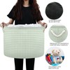 Takiito Green Gingham Checkered Storage Basket for Organizing, Fabric Collapsible
