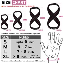AQF Figure 8 Lifting Straps, Anti Slip Gym Wrist Supports for gym, Powerlifting, Weightlifting, Deadlifting, Heavy Duty Gym Straps, Ideal Lifting Straps for Strength Training (Black & Pink, L)