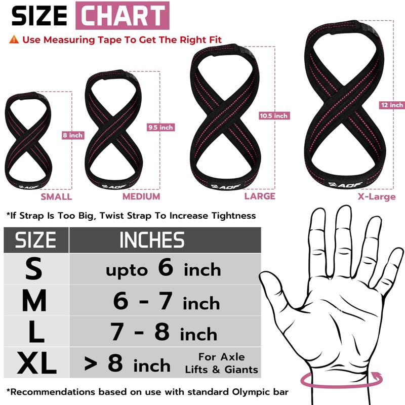 AQF Figure 8 Lifting Straps, Anti Slip Gym Wrist Supports