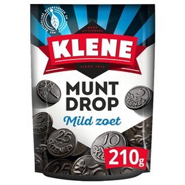 Klene Muntdrop 210 g, Licorice from the Netherlands, Dutch Licorice, Mildly Sweet Licorice Valley