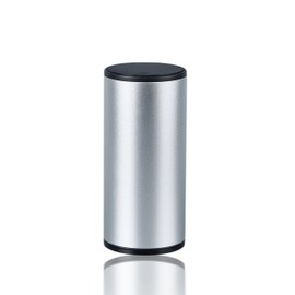 IRROMI Car Trash Can with Lid, Leakproof Mini Car Garbage Can, Aluminum Alloy Car Trash Bin, Car Accessories (Sliver)