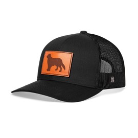 HAKA Golden Retriever Dog Leather Trucker Hat, Outdoor Hat for Men & Women, Adjustable Baseball Cap, Mesh Snapback, Retriever Hat - Black