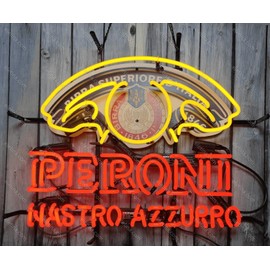 Neon Signs Bar Beer Peroni Nastro Azzurro Beer Sign Glass Neon Signs for Office Hotel Wedding Birthday Party Man Cave Neon Light Art Wall Lights 24 X 20 Inches