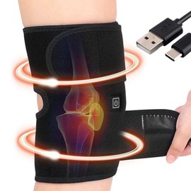 Heated Knee Pad, Knee Brace Heat Therapy, Heated Knee Brace Wrap, Vibration Knee Heating Pads for Relaxing Knee Shoulder Elbow, 3 Adjustable Vibration & Heat, Upgrade with Longer Knee Straps