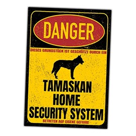 Tamaskan Danger Security System Door Sign Dog Sign Warning Sign Dog Caution Husky Wolf Dog