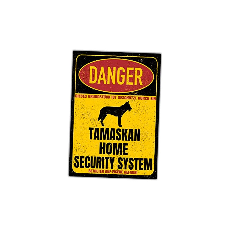Tamaskan Danger Security System Door Sign Dog Sign Warning Sign