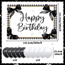 Black Bow Birthday Banner Bowknot Happy Birthday Banner Bow Banner Bow Birthday Decorations Bows Birthday Decoration