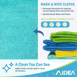 AIDEA Microfibre Cloth Pack of 8, Multifunctional Reusable Cleaning Cloths, Lint Free Streak Free Washable Cloth Duster for House, Kitchen, Car, Motorbike, Windows 30 x 30 cm