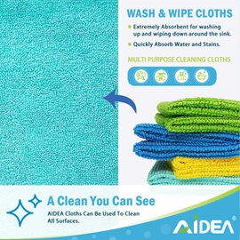 AIDEA Microfibre Cloth Pack of 8, Multifunctional Reusable Cleaning Cloths, Lint Free Streak Free Washable Cloth Duster for House, Kitchen, Car, Motorbike, Windows 30 x 30 cm