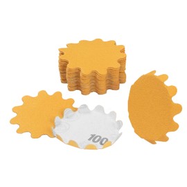 Keystone Flex Edge Gold 2 Inch Hook and Loop Sanding Discs, Wavy Sand Paper for Bowl Sanders and Drill Sanding Attachments, Prevent Shifting, Single Grit - 25 Pack (100 Grit)