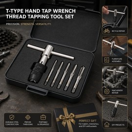 T-Handle Tap Wrench Set for Thread Tapping – 6-Piece Metric M3–M8 Hand Tool Kit for DIY Repair Jobs