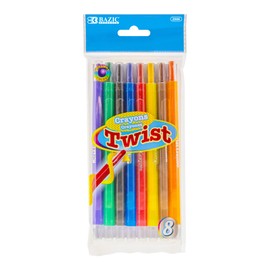 BAZIC 8 Color Twistable Crayons, Twist Up Propelling Assorted Color Crayon, Coloring Drawing Art Supplies for Office School Kids Children, 1-Pack