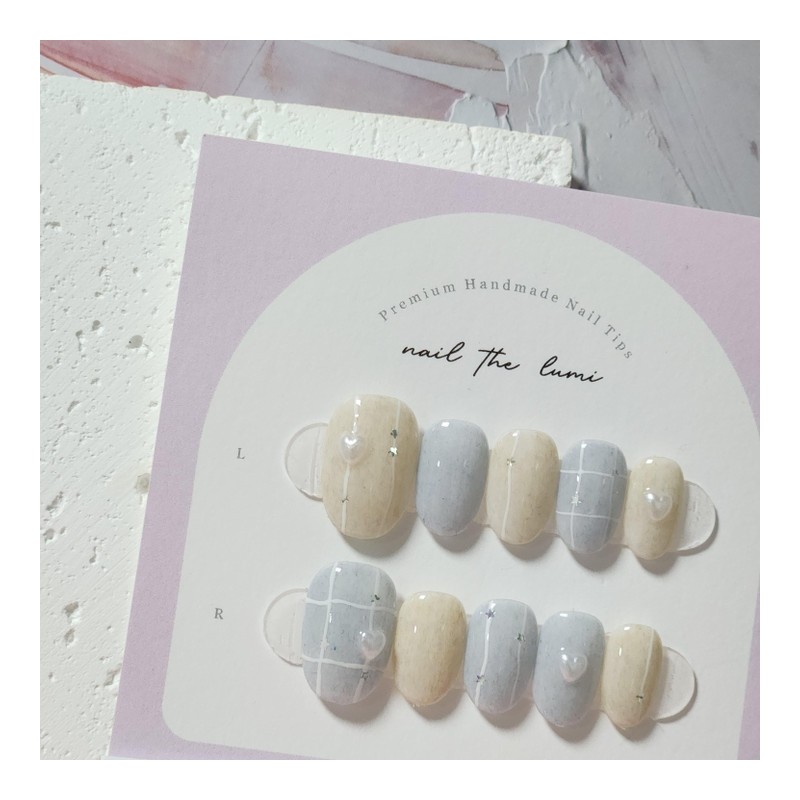 Soft winter knit Handmade nail tip - short oval /