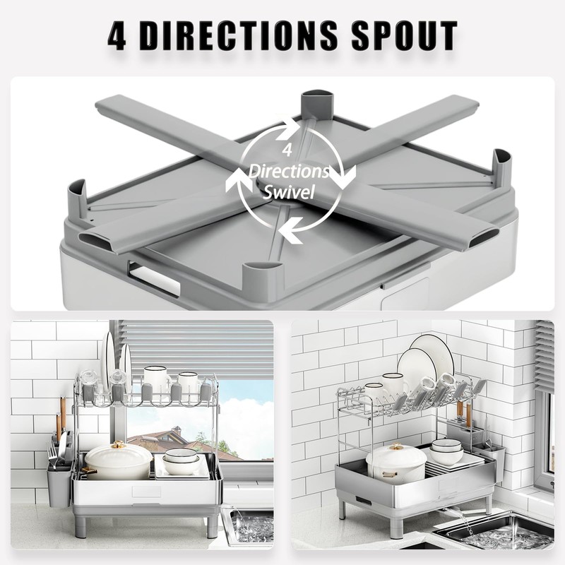 Ewaiira Large Dish Drying Rack, 304 Stainless Steel Dish Racks
