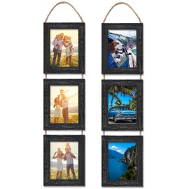 VMUZEDER 5x7 Wall Hanging Picture Frames Collage with 3 Opening Frames Black 2 Pack